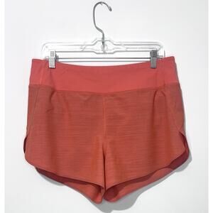 Athleta Run With It Textured 3.5" Womens L Orange Zip Pocket Lined Drawstring